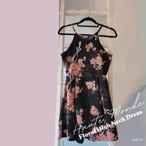 Haute Monde Pink and Black Floral Kids Dress